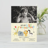 ワイルドズーパーティー 動物の誕生日写真招待状 招待状 (スタンド正面)