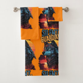 ワイルドセレニティブルーウルフアンドサンセット調和 バスタオルセット