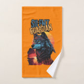 ワイルドセレニティブルーウルフアンドサンセット調和 バスタオルセット (ハンドタオル)