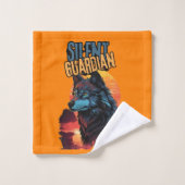 ワイルドセレニティブルーウルフアンドサンセット調和 バスタオルセット (ウォッシュタオル)