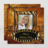 ワイルドゼブラタイガーキャラメルバースデーパーティー 招待状 (正面/裏面)