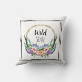 "ワイルドソウル"金ゴールドフレーム自然アントラーリースボホ クッション (裏面)