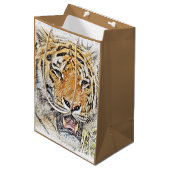 ワイルドタイガースケッチ – サファリテーマ ミディアムペーパーバッグ (正面アングル)