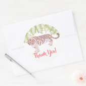 ワイルドタイガーパーム葉ツリーピンクサンキュー ラウンドシール (封筒)