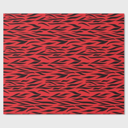 ワイルドタイガープリントクリスマスプレゼント赤シームレス ラッピングペーパー (フラット)