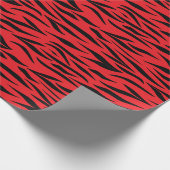 ワイルドタイガープリントクリスマスプレゼント赤シームレス ラッピングペーパー (角)