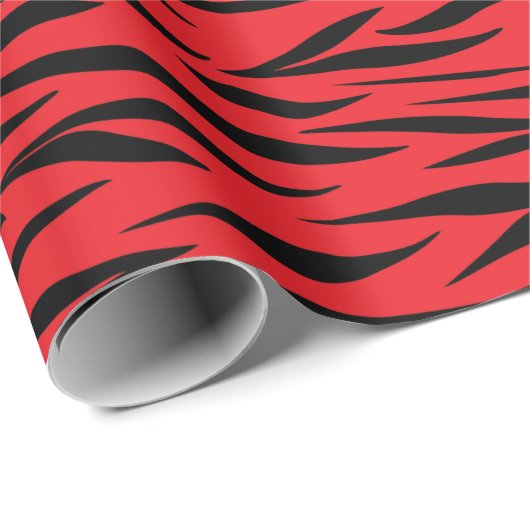 ワイルドタイガープリントクリスマスプレゼント赤シームレス ラッピングペーパー (ロールコーナー)