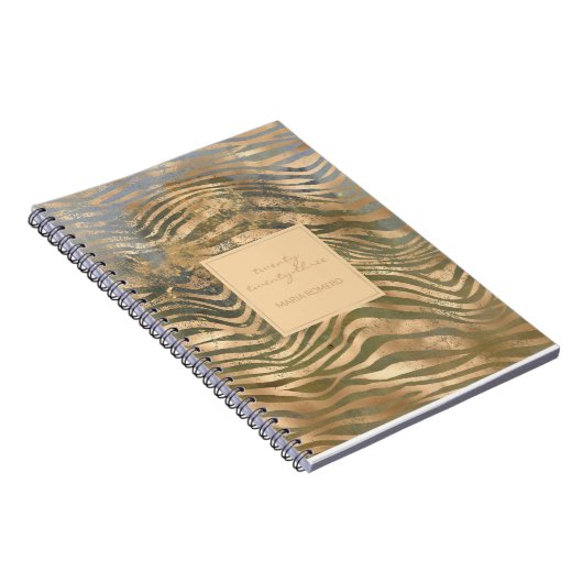 ワイルドタイガープリントジャングルサファリモダン金ゴールド ノートブック (右側)