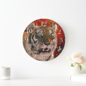 ワイルドタイガー大きな猫アートアニマルラバーウォールクロック ラージ壁時計 (ホーム)