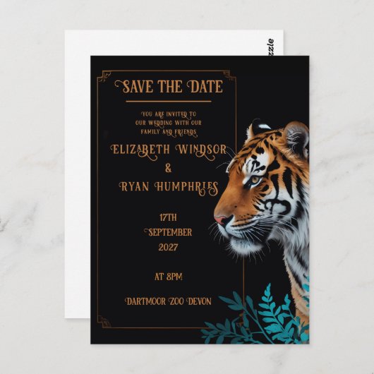 ワイルドタイガー結婚式招待状 ポストカード (正面/裏面)