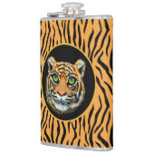 ワイルドタイガー顔オンタイガースキンパターンフラスコ フラスク (左)