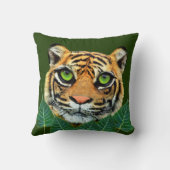 ワイルドタイガー顔オンフォレストグリーン クッション (裏面)