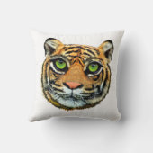 ワイルドタイガー顔オンホワイト装飾用クッション クッション (裏面)