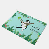 ワイルドタイムグリーンリーサファリキティキャット ドアマット (アングル)