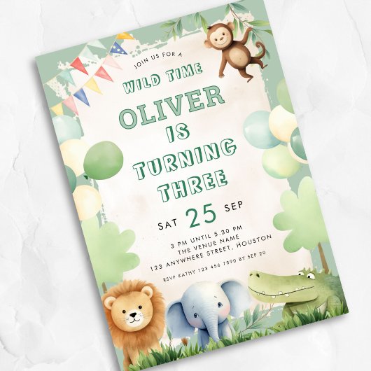 ワイルドタイムジャングル3rd誕生日パーティーセージ 招待状