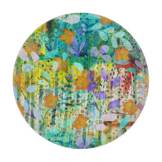 ワイルドタンジェリン – 自然インスパイアフローラアート –  カッティングボード (正面)