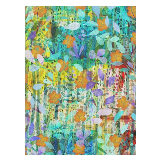 ワイルドタンジェリン – 自然インスパイアフローラアート –  テーブルクロス (正面)