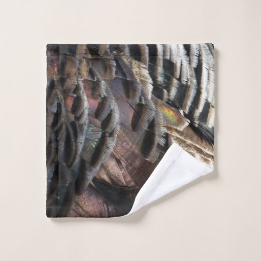 ワイルドターキーフェザーI抽象芸術自然デザイン ウォッシュタオル (ウォッシュタオル)
