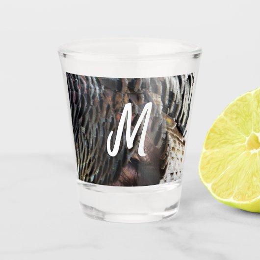 ワイルドターキーフェザーI抽象芸術自然デザイン ショットグラス (正面)