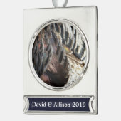 ワイルドターキーフェザーI抽象芸術自然デザイン シルバープレートバナーオーナメント (左)