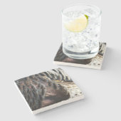 ワイルドターキーフェザーI抽象芸術自然デザイン ストーンコースター (横)