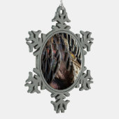 ワイルドターキーフェザーI抽象芸術自然デザイン スノーフレークピューターオーナメント (左)