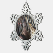 ワイルドターキーフェザーI抽象芸術自然デザイン スノーフレークピューターオーナメント (右)