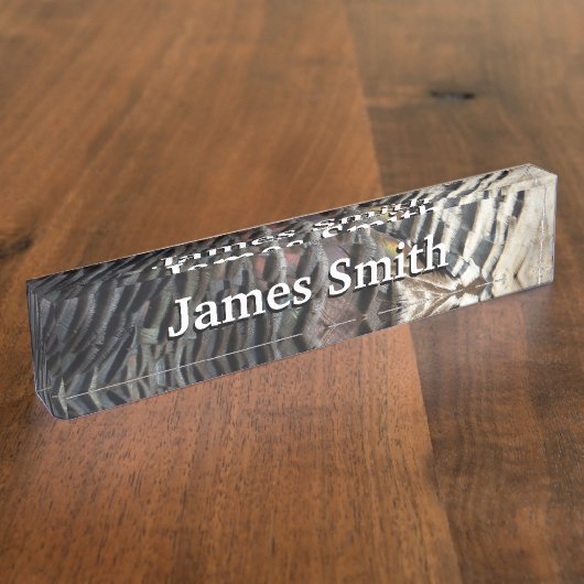 ワイルドターキーフェザーI抽象芸術自然デザイン デスクネームプレート (側面)