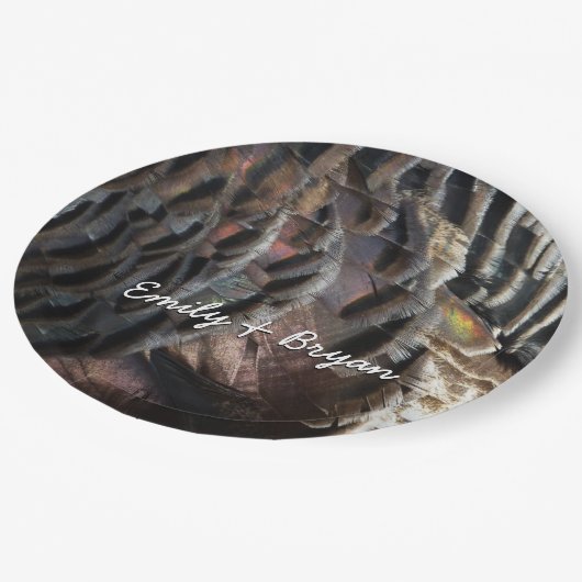 ワイルドターキーフェザーI抽象芸術自然デザイン ペーパープレート (アングル)