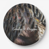 ワイルドターキーフェザーI抽象芸術自然デザイン ペーパープレート (正面)