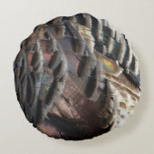 ワイルドターキーフェザーI抽象芸術自然デザイン ラウンドクッション (裏面)