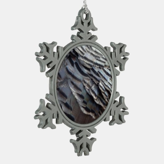 ワイルドターキーフェザーII抽象芸術自然デザイン スノーフレークピューターオーナメント (左)