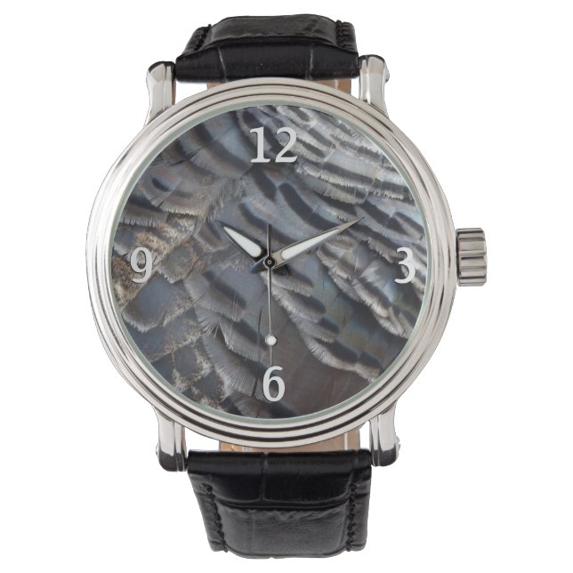 ワイルドターキーフェザーII抽象芸術自然デザイン 腕時計 (正面)