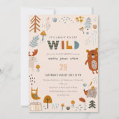 ワイルドダスキー赤面ウッドランドアニマルズベビーシャワー 招待状 (正面)