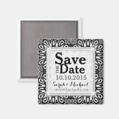 ワイルドダマスクの白黒デコール日付マグネットの保存 マグネット (正面/裏面)