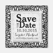 ワイルドダマスクの白黒デコール日付マグネットの保存 マグネット (正面)