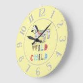 ワイルドチャイルド スカンジナビア 馬 パステルイエロー ラージ壁時計 (傾斜)