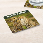 ワイルドチーターのクローズアップ スクエアペーパーコースター (アングル)