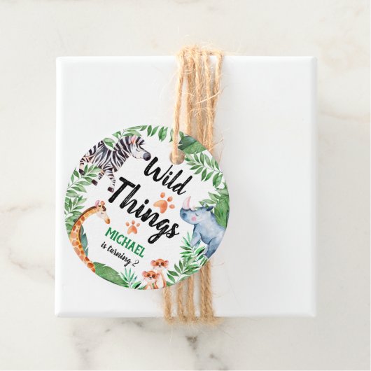 ワイルドツサファリアニマル子供の誕生日パーティー フェイバータグ (インサイチュ)