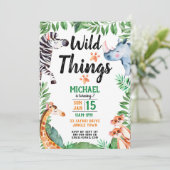 ワイルドツサファリアニマル子供の誕生日 招待状 (スタンド正面)