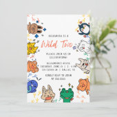 ワイルドツーキュート動物1stバースデーキッズ招待状 招待状 (スタンド正面)