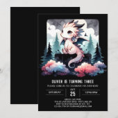 ワイルドテンプレートドラゴン誕生日 招待状 (正面/裏面)