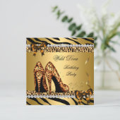 ワイルドディーバ レパード ゼブラ ハイヒール 誕生日パーティー 4 招待状 (スタンド正面)