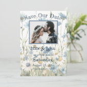 ワイルドデイジーと色褪せたデニムの素朴なウェディングフォト セーブザデート (スタンド正面)