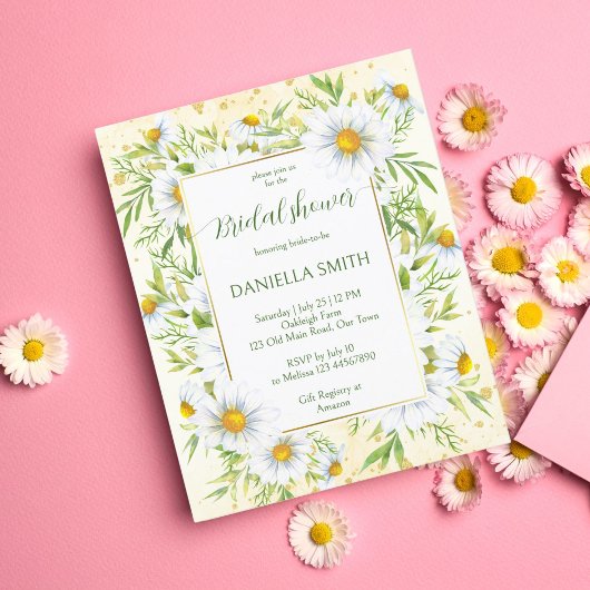 ワイルドデイジーの花の予算ブライダルシャワー招待
