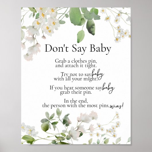 ワイルドデイジーの花テーマShhh言わないベビーゲーム ポスター (正面)