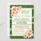 ワイルドデイジーズフォレストグリーンセージ結婚式招待状 (正面)
