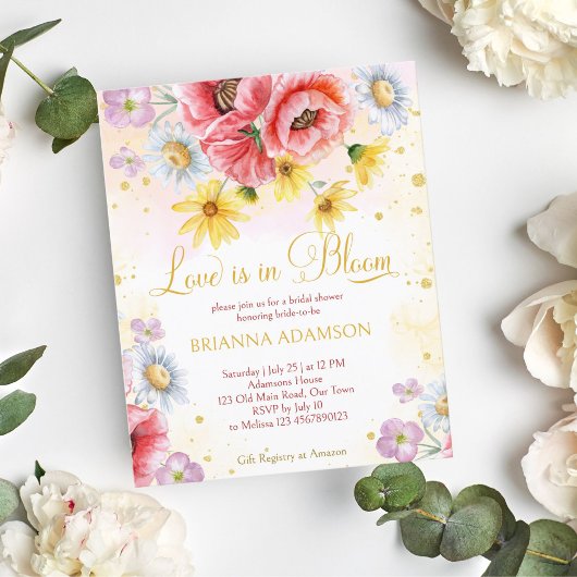 ワイルドデイジーポピーブライダルシャワー予算の招待