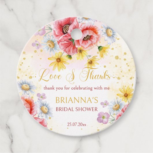 ワイルドデイジーポピー ブライダルシャワーのお土産ギフト フェイバータグ (正面)