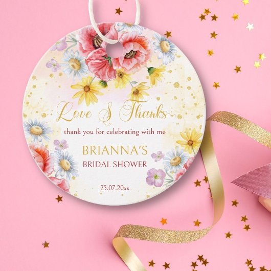 ワイルドデイジーポピー ブライダルシャワーのお土産ギフト フェイバータグ